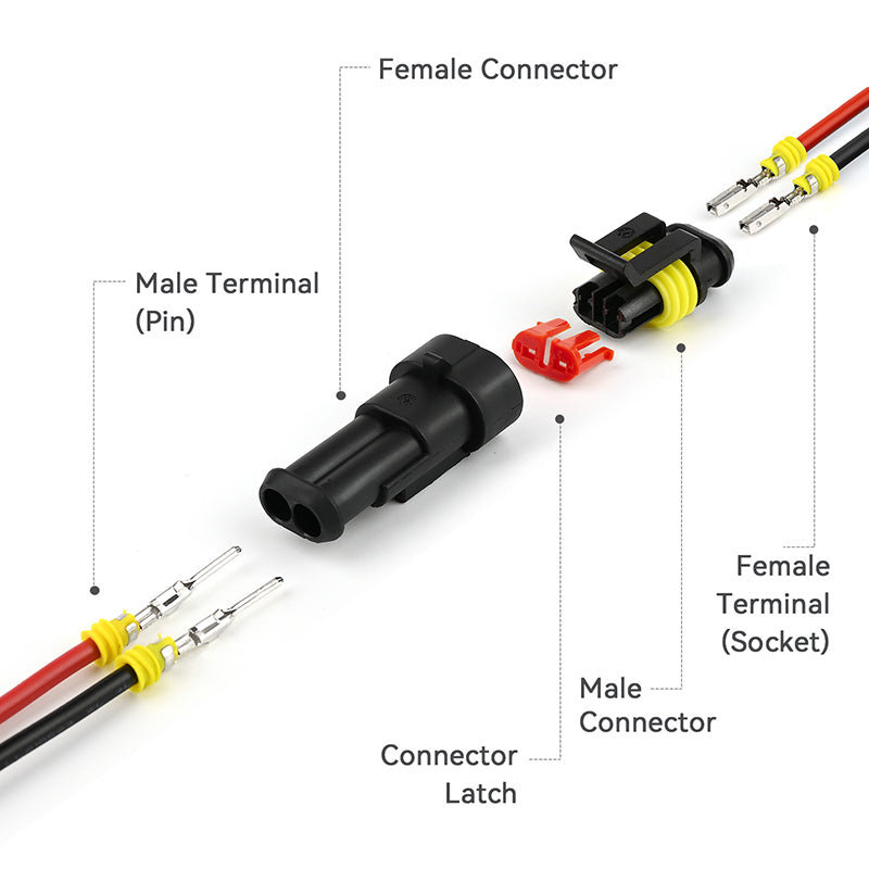 JRready Superseal 1.5 Series 6-Pin Waterproof Electrical Connectors Kit (6 Sets) Used in Motorcycle Handlebar Switch Wiring