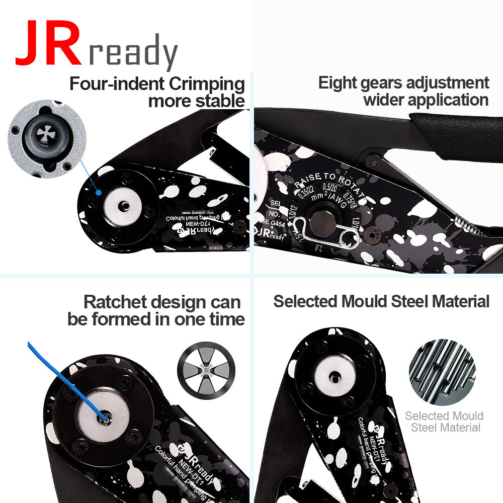 JRready NEW-DT1(HDT-48-00 ACT-M202 Equivalent) Small Size Crimp Tool for 12#,16#,20# Solid Contacts in DT DTM DTP Connectors 12-22 AWG