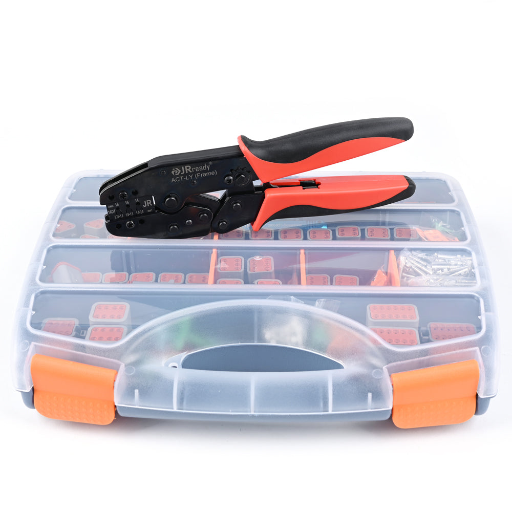 JRready ST6316 DT 2-12-poliges Deutsch-Steckverbinder-Set & Crimpzange für offene Steckverbinder ACT-LY-16DT & gestanzte Kontakte der Größe 16