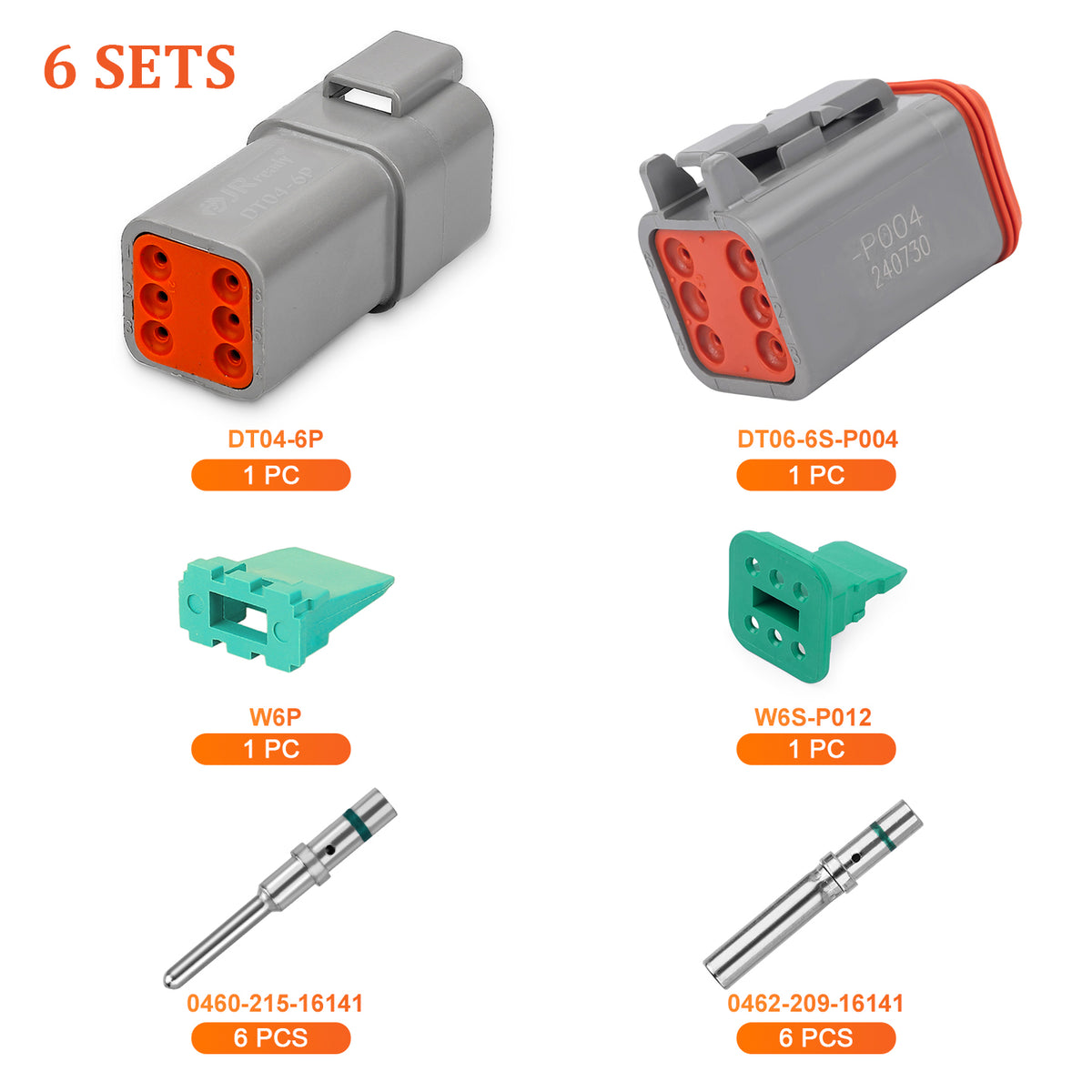 JRDTOOLS JRready 2-12 Pin Deutsch DT Connector Kit with #16 solid contacts for waterproof marine and transportation applications