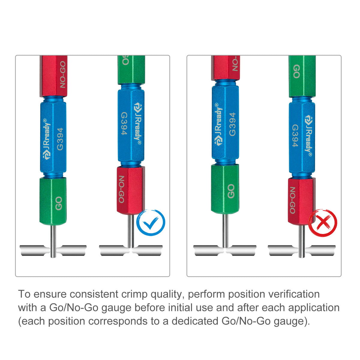 JRready G394 Go-nogo Gage for JRD-M300 and YJQ-W4Q Crimp Tools Across High-Reliability Defense Electronics Production Lines