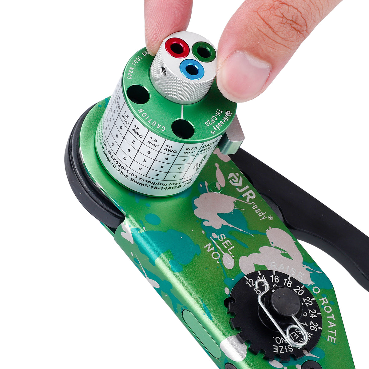 JRready ST2195 Tool Kit:  NEW-ASF1G Green Version Crimping Tool(M22520/1-01 Equivalent)  & TH-CP20 Positioner 12-26AWG