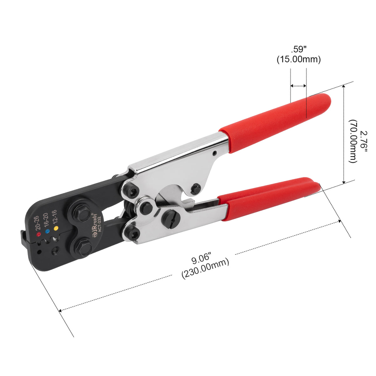 JRready Crimpwerkzeug-Set: ACT-232 (ROT) (M22520/37-01 AD-1377) Crimpwerkzeug &amp; G411 Lehre (M22520/39-01) zum Crimpen von wärmeschrumpfenden M81824/1,6,7,8,9,10,11,13,14-Verbindungen