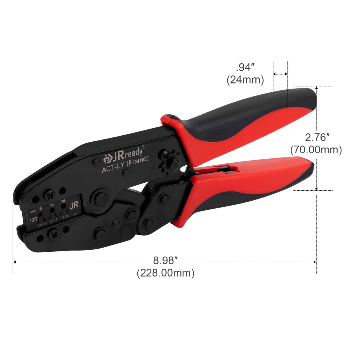 JRready ACT-LY-12DTP / ACT-LY-16DT / ACT-LY-20DTM Crimpzange für offene Aderendhülsen für JRready / Deutsch DTP DT DTM Serie 12#, 16#, 20# gestanzte und geformte Kontakte