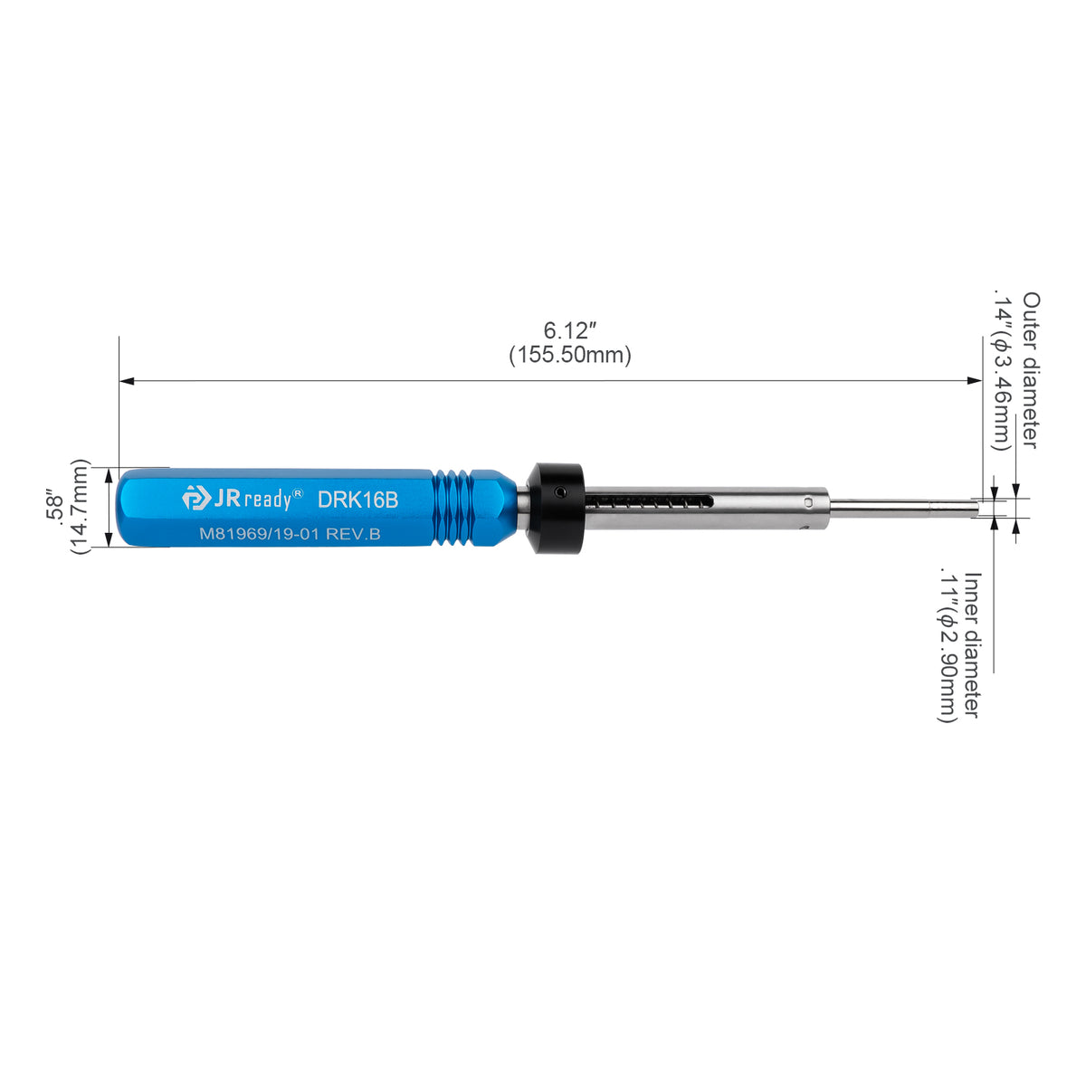 JRready DRK12B M81969 19-02/ DRK16B M81969 19-01/ DRK20B M81969 17-03 Removal Tools Designing Refers to M81969 Applied to Remove Contacts