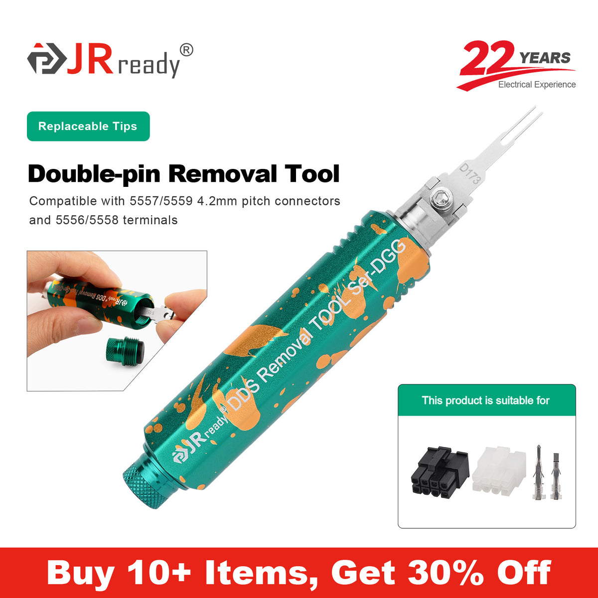 JRready JRDDS-D173-01 / JRDDS-D173-07 Extraction Tool for 5557/5559 connectors (4.2mm pitch) and 5556/5558 terminals