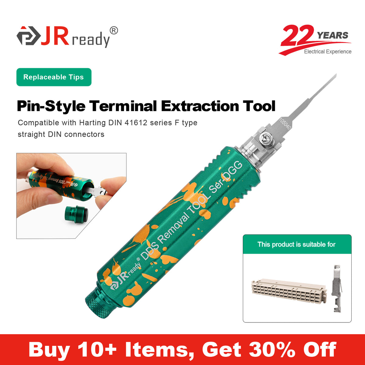 JRready JRDDS-N105040-01/ JRDDS-N105040-07 Single-Pin Terminal Extraction Tool for DIN 41612 Series Type-F connectors&nbsp;
