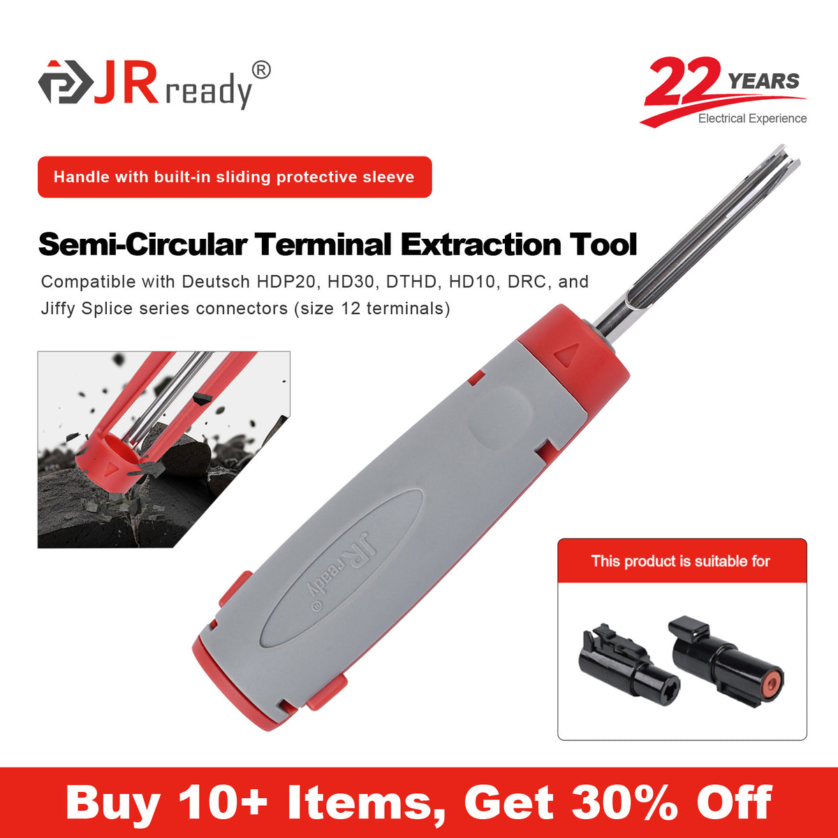 JRready JRconDRK-12DTP-PRO Extraction Tool for 12# terminals of DTP,HDP20,HD30,DTHD,HD10,DRC,Jiffy Splice series connectors