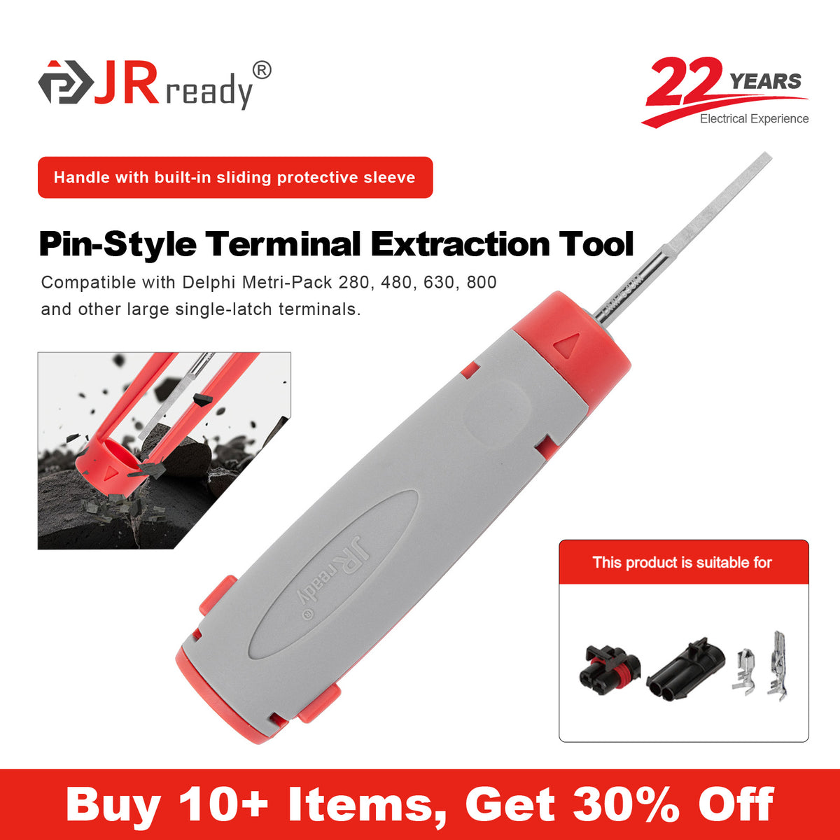 JRready JRconDRK-DMP630M Pin Extraction Tool for Delphi Metri-Pack 280,480,630,800 and other large single spring terminals