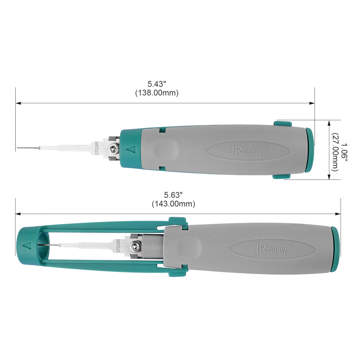 Strumento di estrazione terminale a pin singolo JRready JRconDRK-N070065 per connettori TE MCON 1.2, Yazaki Kaizen 0.64 e connettori cinesi della serie DJ 1.2