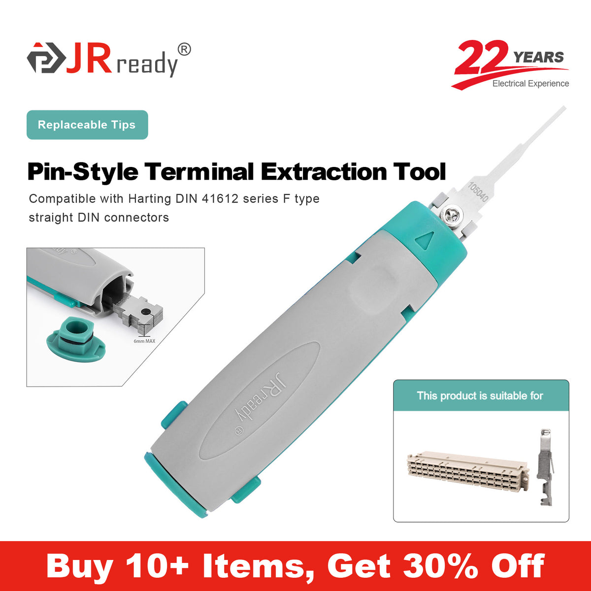 JRready JRconDRK-N105040 Extraction Tool for DIN 41612 Series F Dismantling Tools