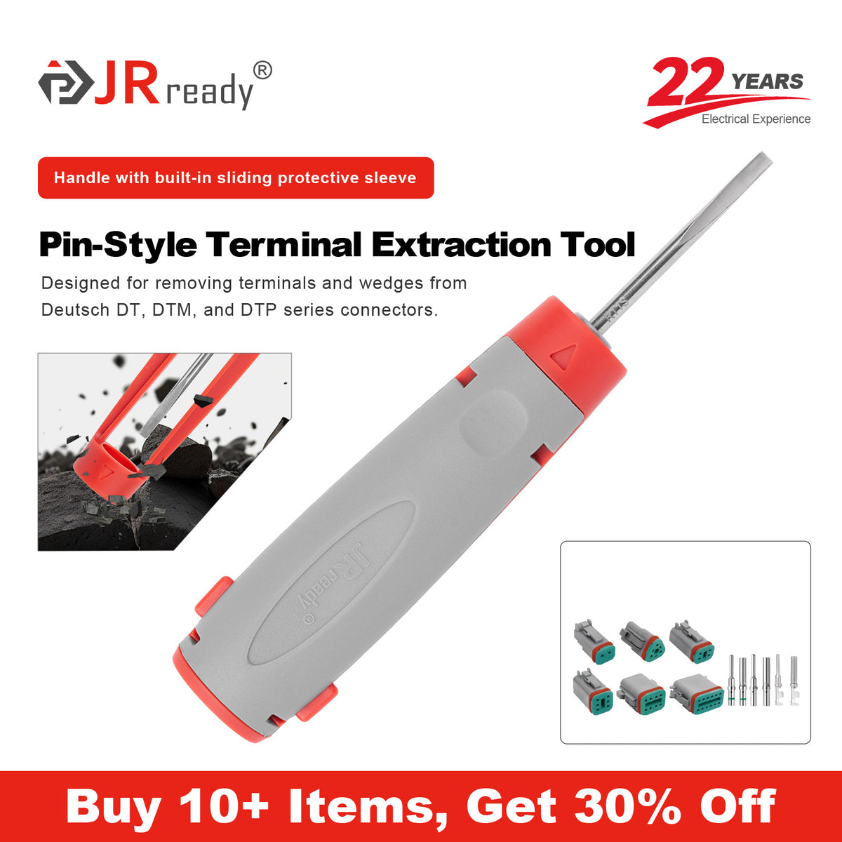 JRready JRconDRK-RT1S Pin Extraction Tool for DEUTSCH DT, DTM, DTP series connector terminals and wedges