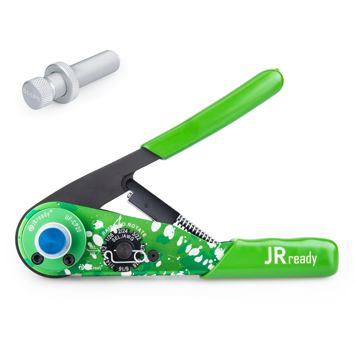 JRready ST2198 Werkzeugsatz: NEW-ASF1G Crimpzange (entspricht M22520/1-01) &amp; UF-CP20+S1-UF5 Positionierer 12-26AWG
