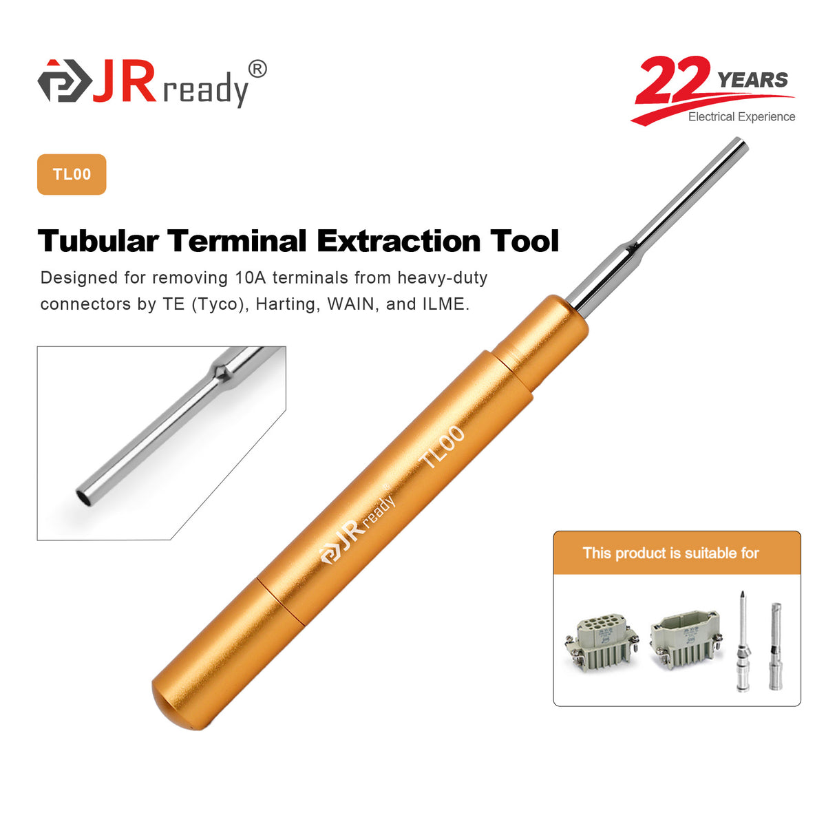JRready TL00 (09990000012) Pin Removal Tools Harting Extraction Tool for remove HARTING, TE Han DD Heavy Duty connectors