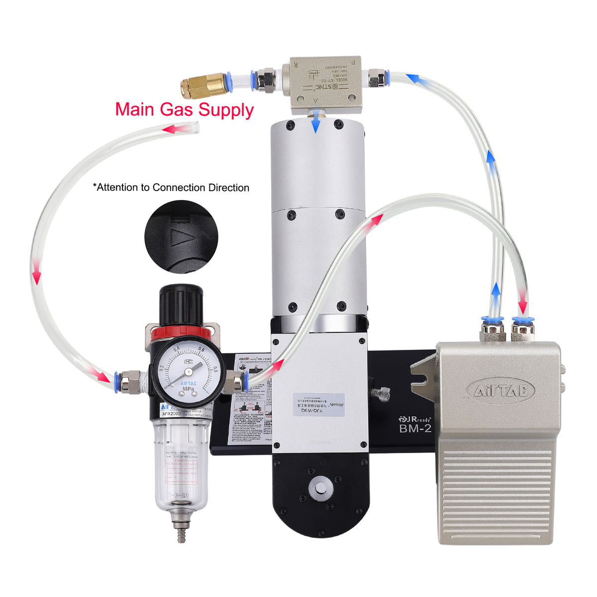 ST4030 Pneumatic Crimp Tool Kit: YJQ-W3Q WA27-309-2C Pneumatic Mid-Current Range Crimp Tool  & UF3-C001 Adjustable Positioner 8-18 AWG