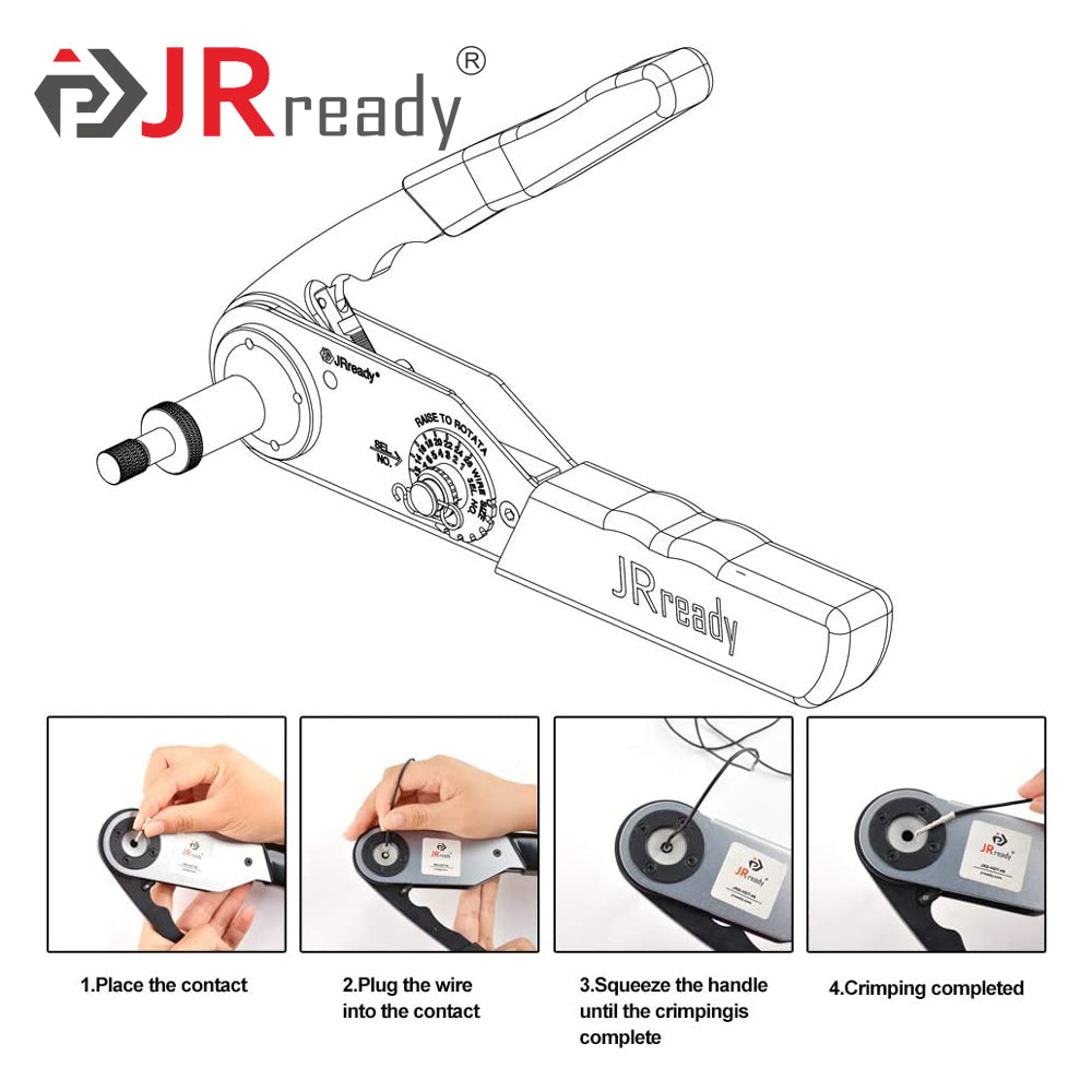 JRready ST6128 559-teiliges DT-Steckverbinderset (entspricht Deutsch DT-Automobilsteckverbindern) &amp; 16# Massivkontakte 14-16AWG &amp; HDT-48-00 Crimpzange für Motorrad, LKW, Boot