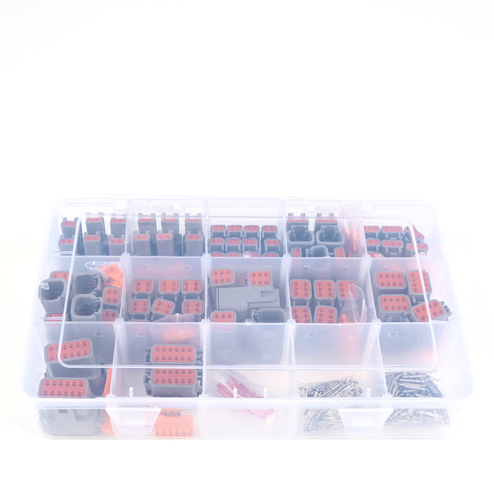 JRready ST6293 Deutsch DTM Steckverbinder-Set 2-, 3-, 4-, 6-, 8- und 12-polige Kfz-Steckverbinder mit massiven Kontakten der Größe 20, Crimp-Drahtquerschnitt 16-22 AWG, 7,5 A