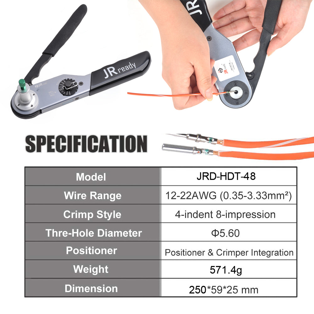 JRready ST6128 559-teiliges DT-Steckverbinderset (entspricht Deutsch DT-Automobilsteckverbindern) &amp; 16# Massivkontakte 14-16AWG &amp; HDT-48-00 Crimpzange für Motorrad, LKW, Boot