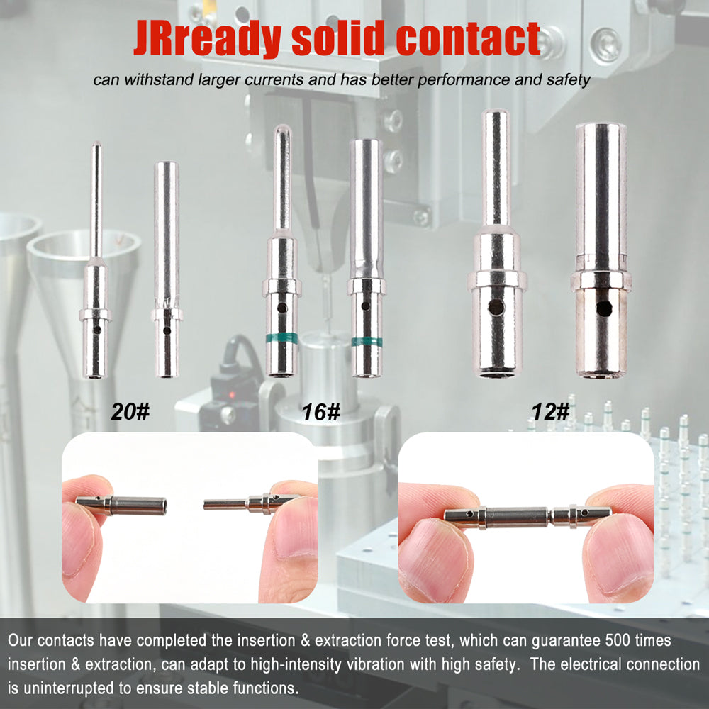 JRready ST6257 DTP-Steckverbinder, massive Ausführung, 12 Pins und Buchsen: Stecker 0460-204-12141 &amp; Buchsen 0462-203-12141 für Drahtquerschnitte 12-14 AWG, 20 Paare