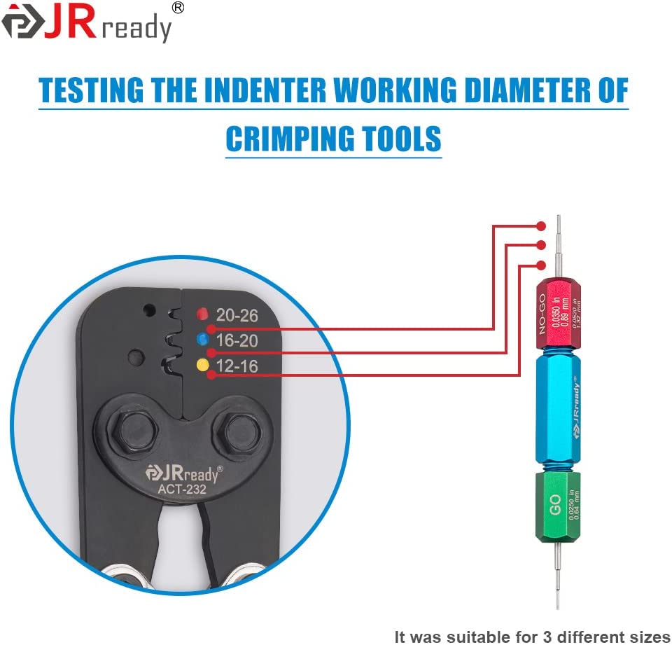 JRready Crimpwerkzeug-Set: ACT-232 (ROT) (M22520/37-01 AD-1377) Crimpwerkzeug &amp; G411 Lehre (M22520/39-01) zum Crimpen von wärmeschrumpfenden M81824/1,6,7,8,9,10,11,13,14-Verbindungen