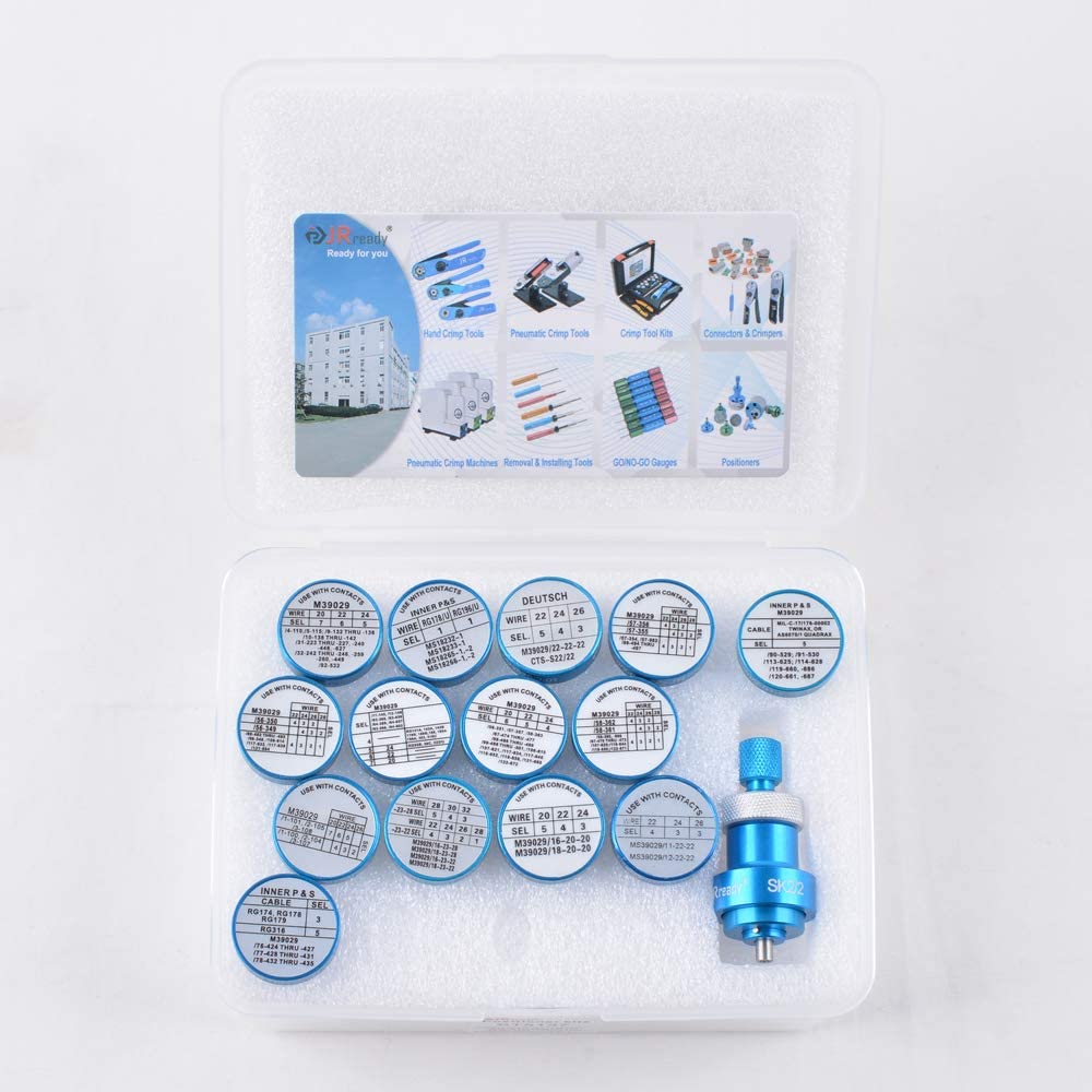 Kit posizionatore JRready ST5137: 14 posizionatori serie K e posizionatore universale per strumento di crimpatura NEW-AS2 YJQ-W1A YJQ-W1Q