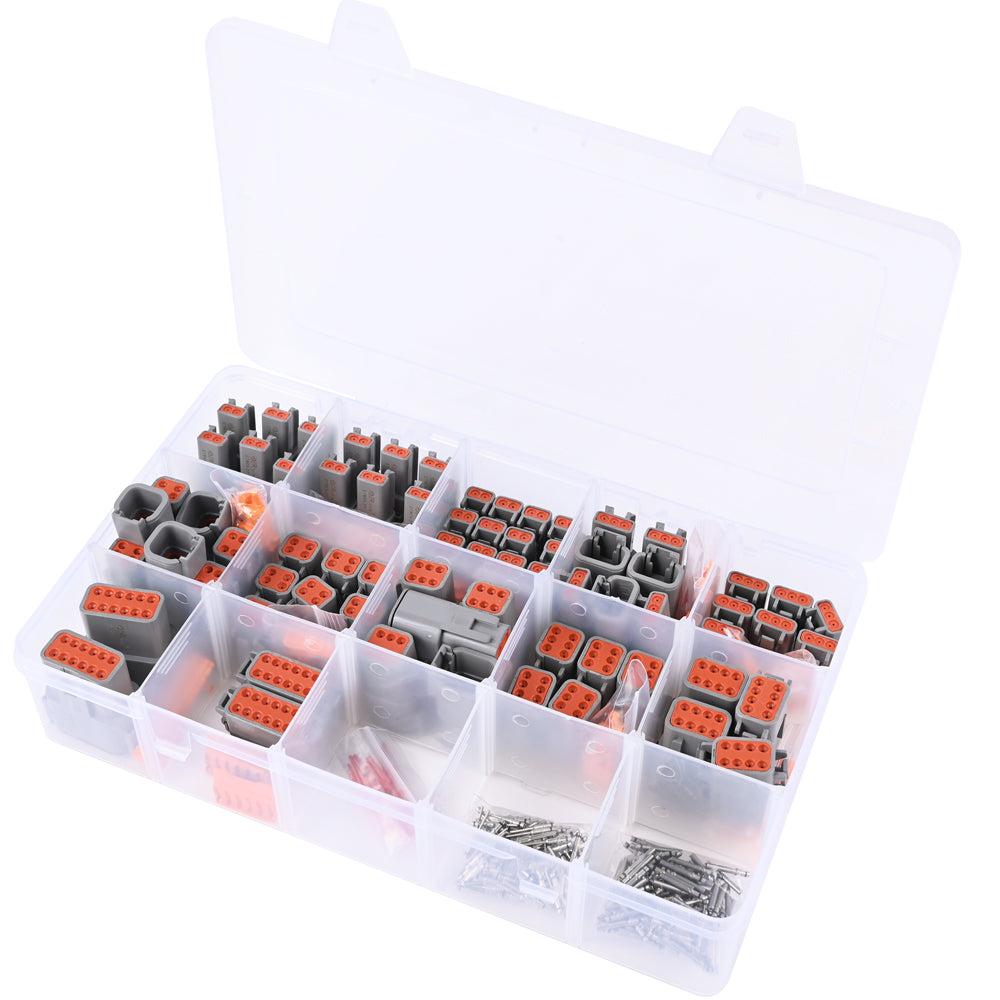 JRready ST6293 Deutsch DTM Steckverbinder-Set 2-, 3-, 4-, 6-, 8- und 12-polige Kfz-Steckverbinder mit massiven Kontakten der Größe 20, Crimp-Drahtquerschnitt 16-22 AWG, 7,5 A