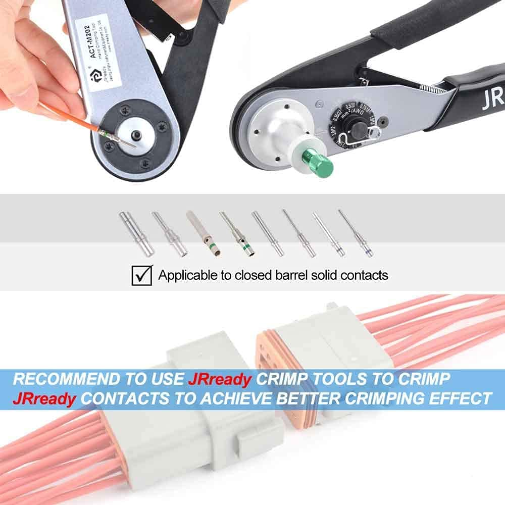 JRready ST6246 DT Connettore a 2 pin 10 set, connettore per cavi elettrici impermeabile grigio con contatti solidi 14-16 AWG 