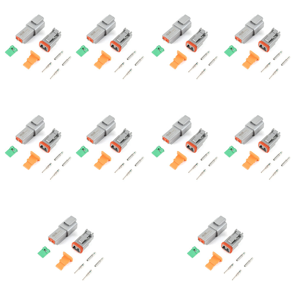 JRready ST6246 DT Connettore a 2 pin 10 set, connettore per cavi elettrici impermeabile grigio con contatti solidi 14-16 AWG 