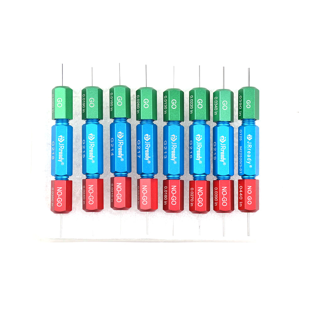 Kit JRready ST5101: 8 calibri Go-NoGo (G213 G214 G215 G216 G217 G218 G219 G125) per il diametro di lavoro dell'indentatore di prova della crimpatrice YJQ-W1A o YJQ-W1Q 