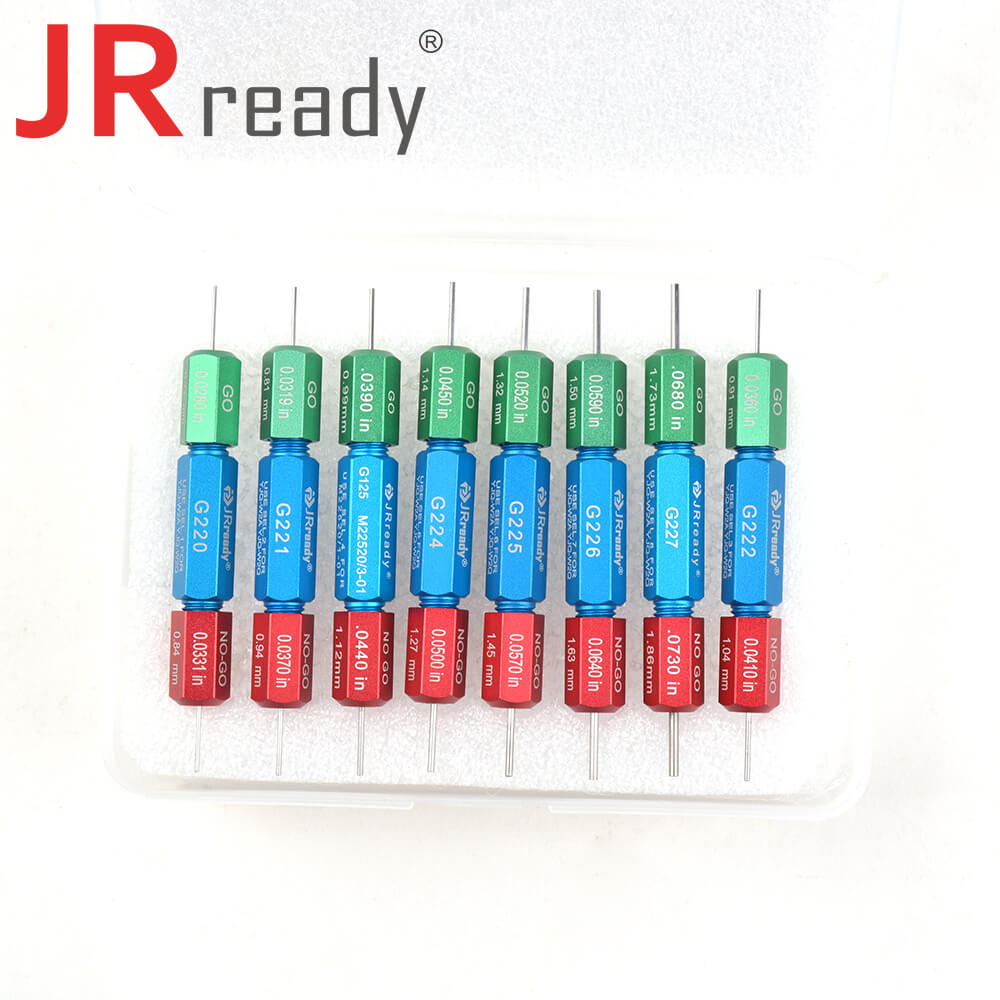 JRready ST5128 Gut-Ausschuss-Lehren-Messwerkzeugsatz (G220 G221 G222 G224 G225 G226 G227 G125) zur regelmäßigen Prüfung des Crimpwerkzeugs M22520/1-01 