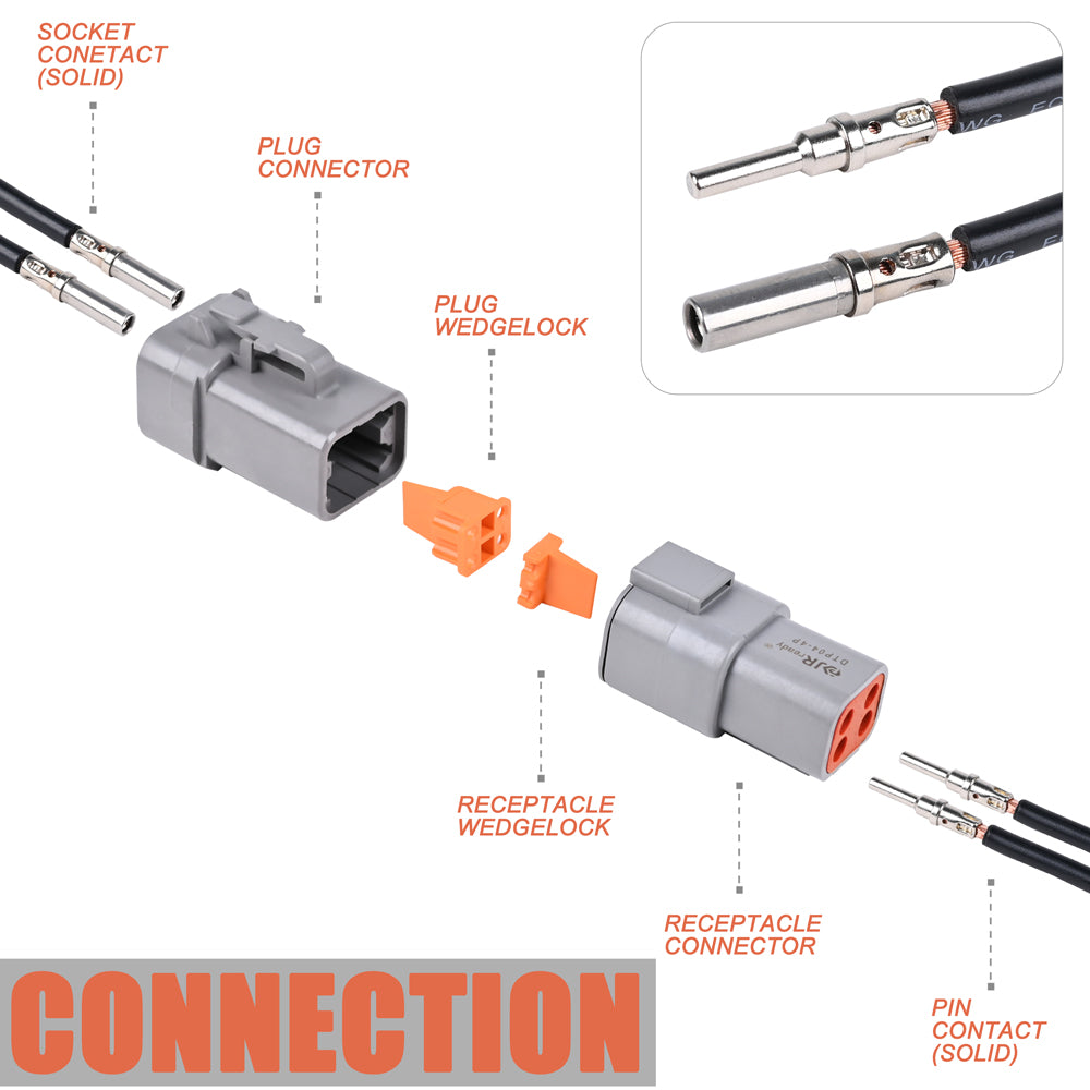 Kit connettori JRready ST6292 DTP 2 connettori a 4 pin e DTHD a 1 pin Connettori elettrici per autoveicoli con contatti solidi di misura 12 Calibro filo crimpato 12-14 AWG, 25 A