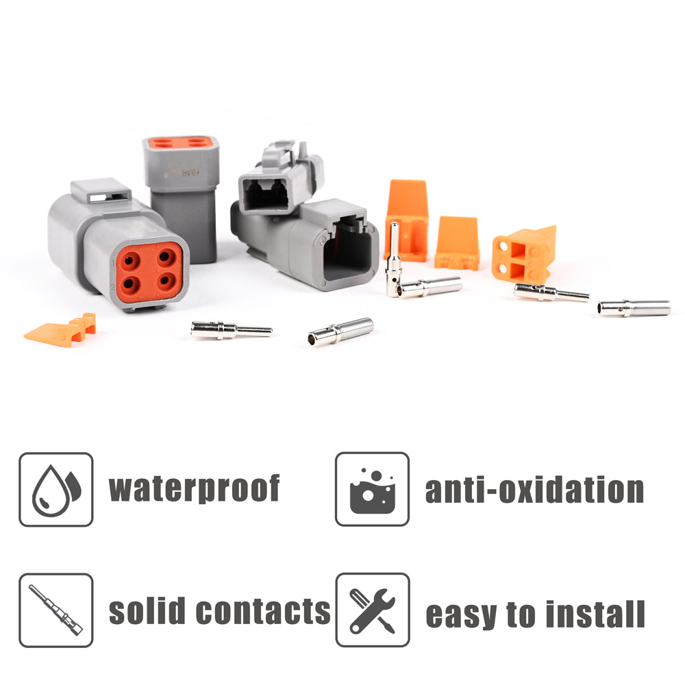 Kit connettori JRready ST6292 DTP 2 connettori a 4 pin e DTHD a 1 pin Connettori elettrici per autoveicoli con contatti solidi di misura 12 Calibro filo crimpato 12-14 AWG, 25 A