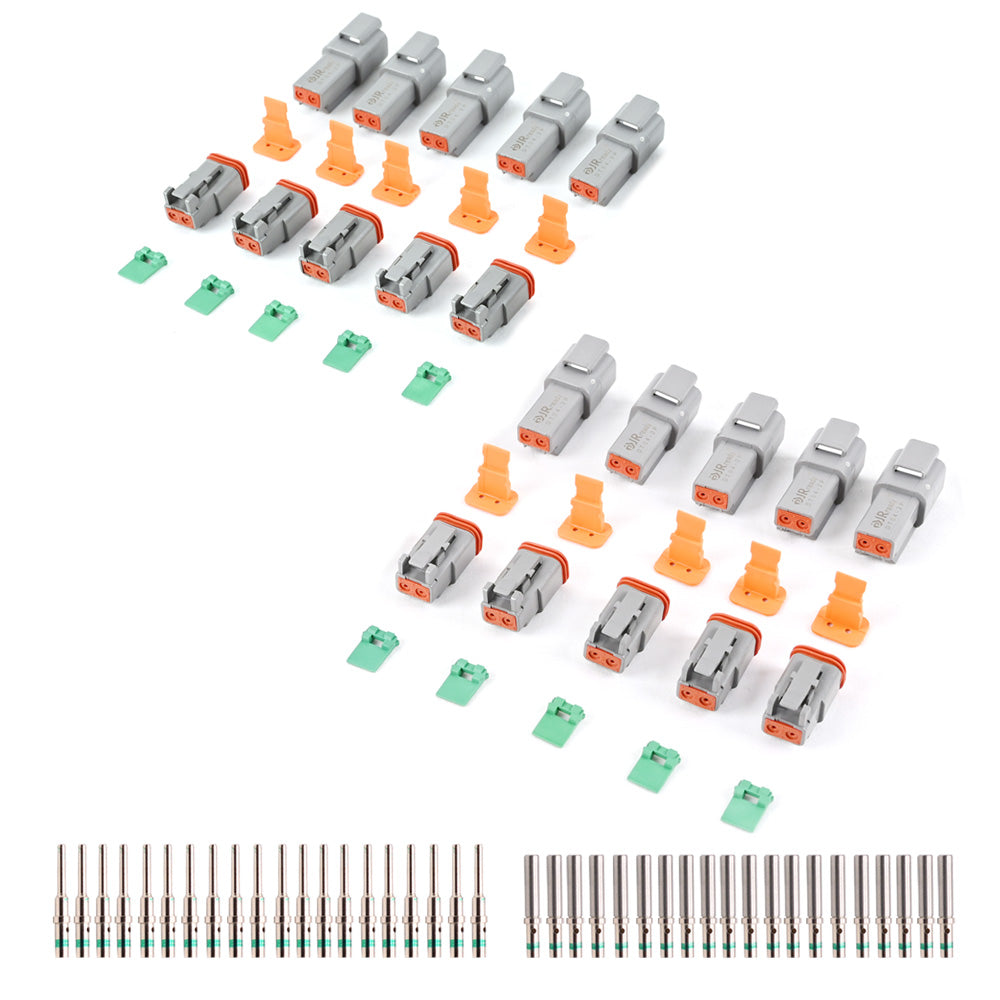 JRready ST6246 DT Connettore a 2 pin 10 set, connettore per cavi elettrici impermeabile grigio con contatti solidi 14-16 AWG 