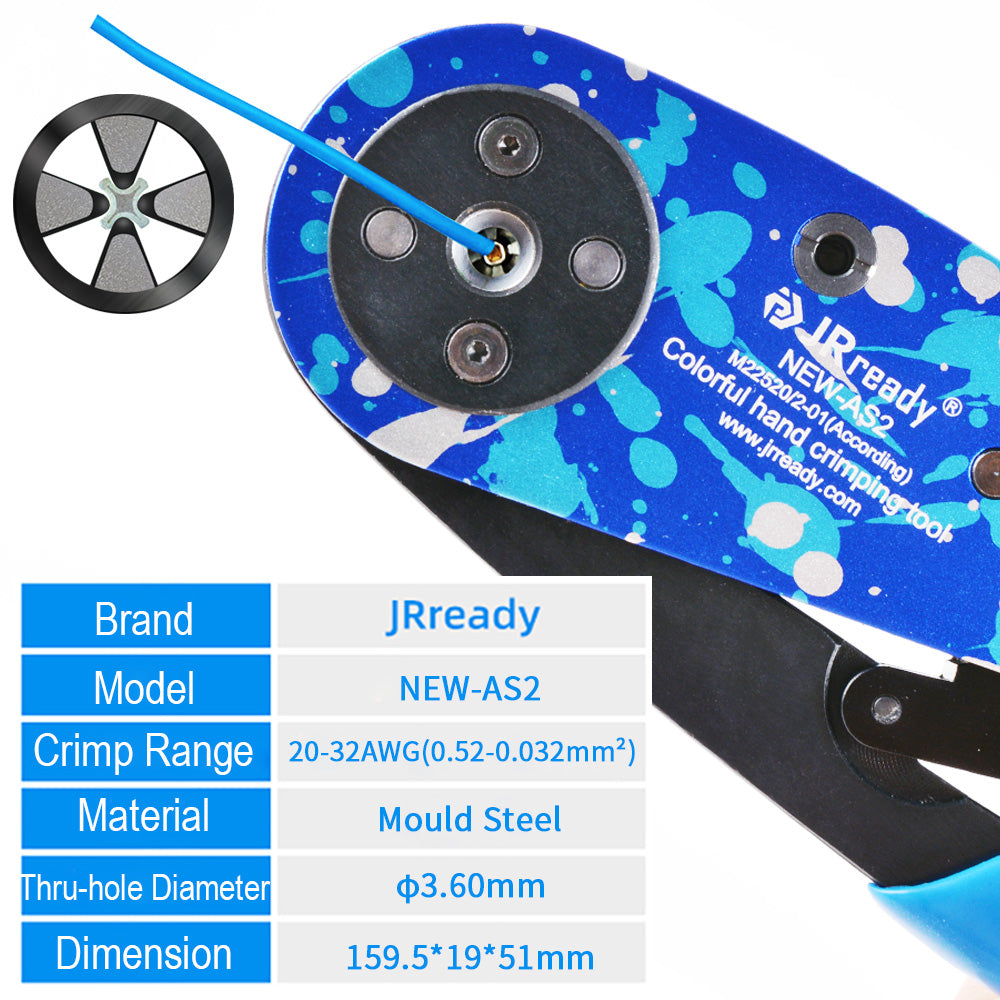 JRready Crimp Kit ST2119-AS2-1: NEW-AS2 (615717 M22520/2-01) Wire Crimpers, Indent Crimper & 36 K series Positioners & P-W1 Universal Positioner + G125 Go-nogo Gage for 20-32 AWG